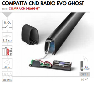 Bordo sensibile a gomma conduttiva lunghezza 1200 mm (con trasmettitore radio integrato)