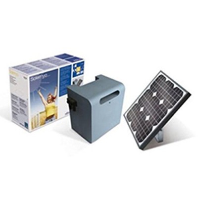 Kit di alimentazione solare composto dal pannello fotovoltaico SYP e dal box batteria PSY24 con circuito di controllo della ricarica