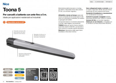 Kit per l'automazione di cancelli a battente con ante fino a 5 m, a 24 Vdc, montaggio esterno