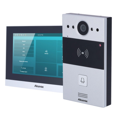 Kit videocitofonico Linux 2 fili & WiFi | Postazione esterna e monitor Audio bidirezionale Crystal Clear Lettore EM/MF e NFC 1 uscita relè | Antivandalo Connessione Cloud
