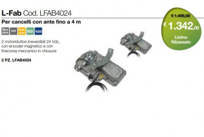 Motore Irreversibile 24 Vdc con encoder magnetico e finecorsa meccanico in chiusura