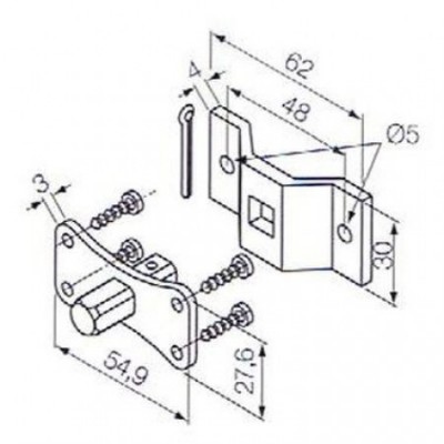 Perno quadro 10 mm + staffa