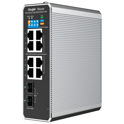Reyee Cloud L2 Full Managed Industrial Switch IP40. 8x1GE PoE+ 240W 2xSFP.