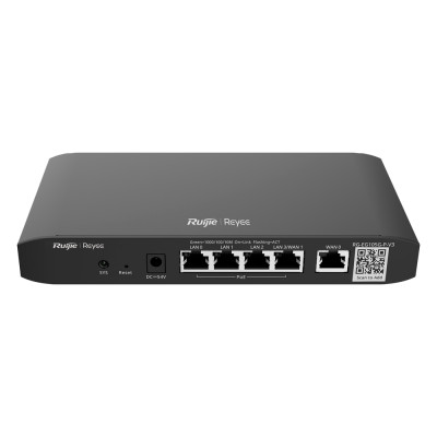 Reyee Cloud Router PoE 5xGE. 100 utenti simultanei, VPN, Load Balancing, 600Mbps Throughput e Power Budget 54W