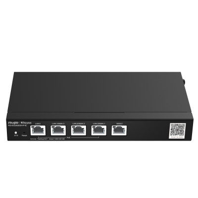 Reyee Cloud Router PoE 5xGE. 300 utenti simultanei, VPN, Load Balancing, 1.5Gbps Throughput, 60W Power Budget e 4 WAN