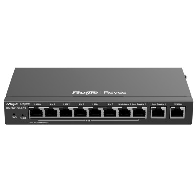 Reyee Cloud Router PoE 9xGE. 200 utenti simultanei, VPN, Load Balancing, Power budget 110W, 600Mbps Throughput e fino a 3 WAN