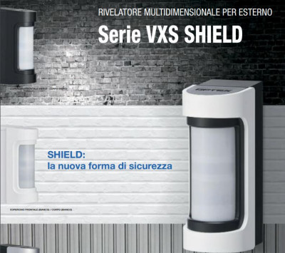 Rivelatore a doppia tecnologia PIR + microonda per esterno con antimascheramento a basso assorbimento. Portata m 12, 90°