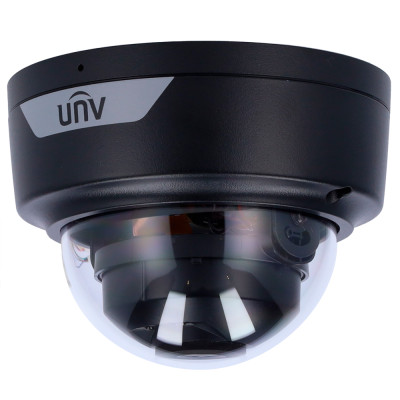 Telecamera Dome IP Uniview - Prime 8 MP | Ottica 2.8 mm | microSD 512 GB IR 40 m | WDR 130 dB Light Hunter | Conteggio PoE | UMD | SIP | IP67 | IK10 Microfono | Allarme | Audio | Nero