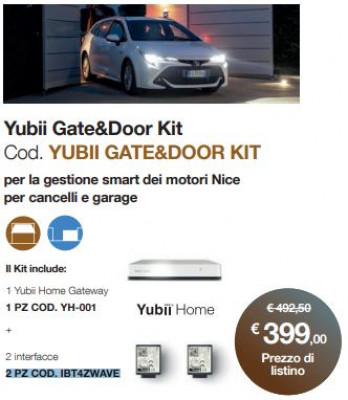 Yubii Gate&Door Kit - Il Kit include: 1 Yubii Home Gateway, 2 PZ COD. IBT4ZWAVE